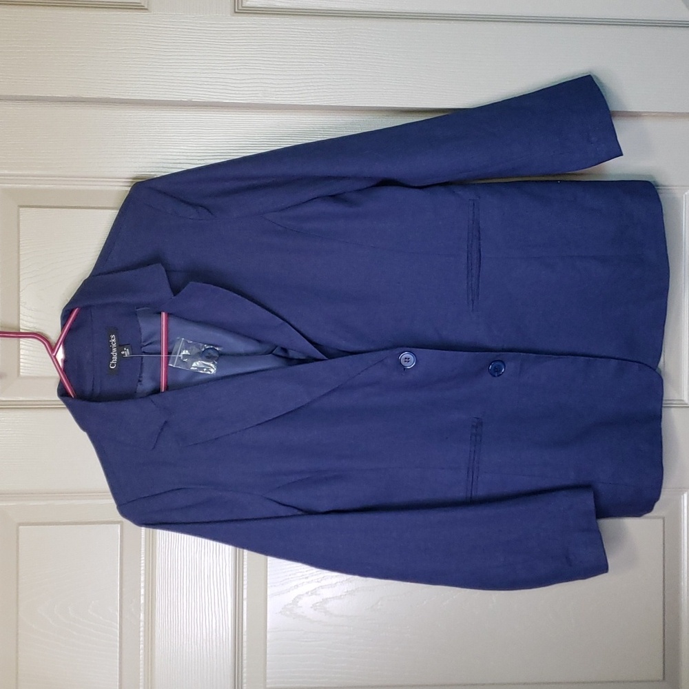 NWT Chadwick's linen blend navy blue button blazer size 6